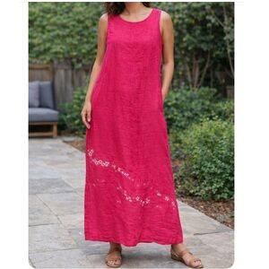 Susan Bristol Vintage 100% Linen Maxi Dress NEW